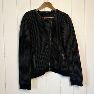 Dex Black Waffle Knit Zip Up Sweater. Size Large.